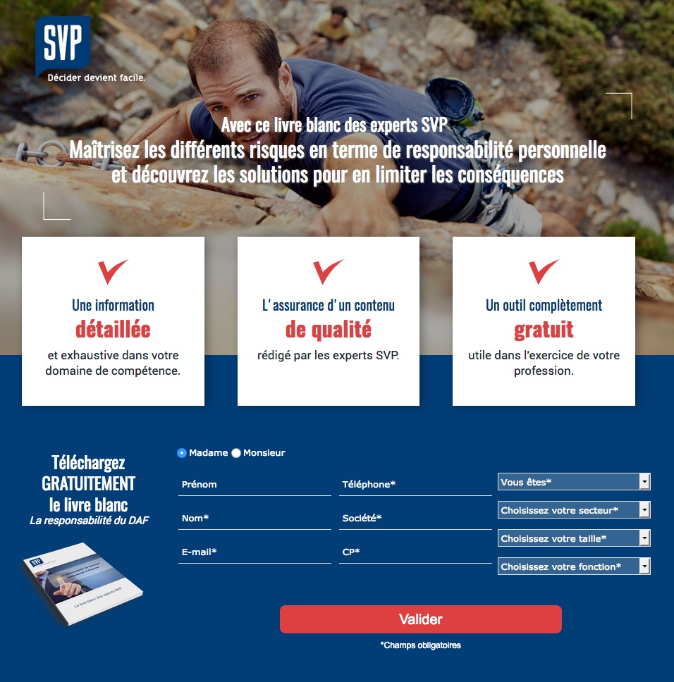 Location fichier email landing page